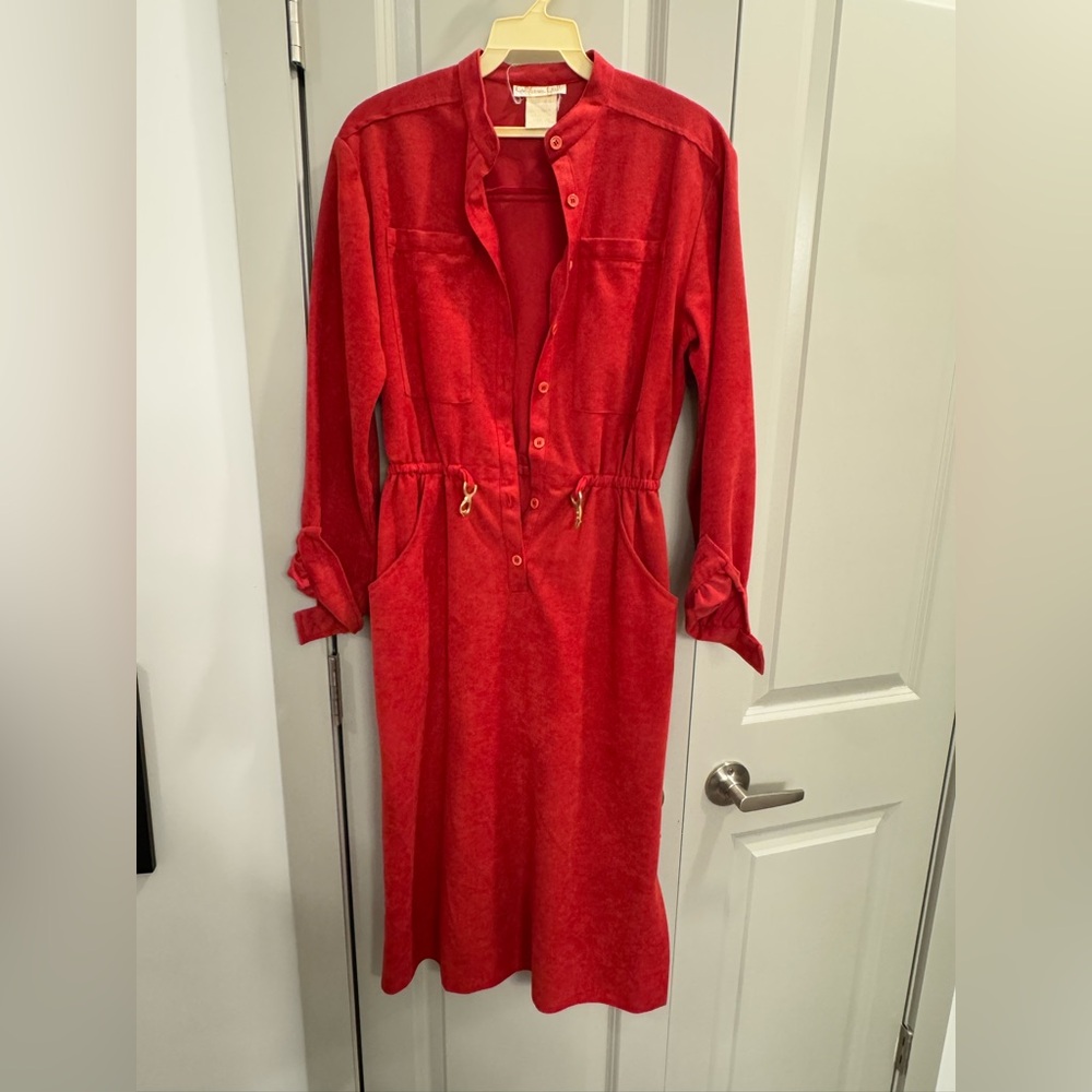 Elegant Long Sleeve Red Dress